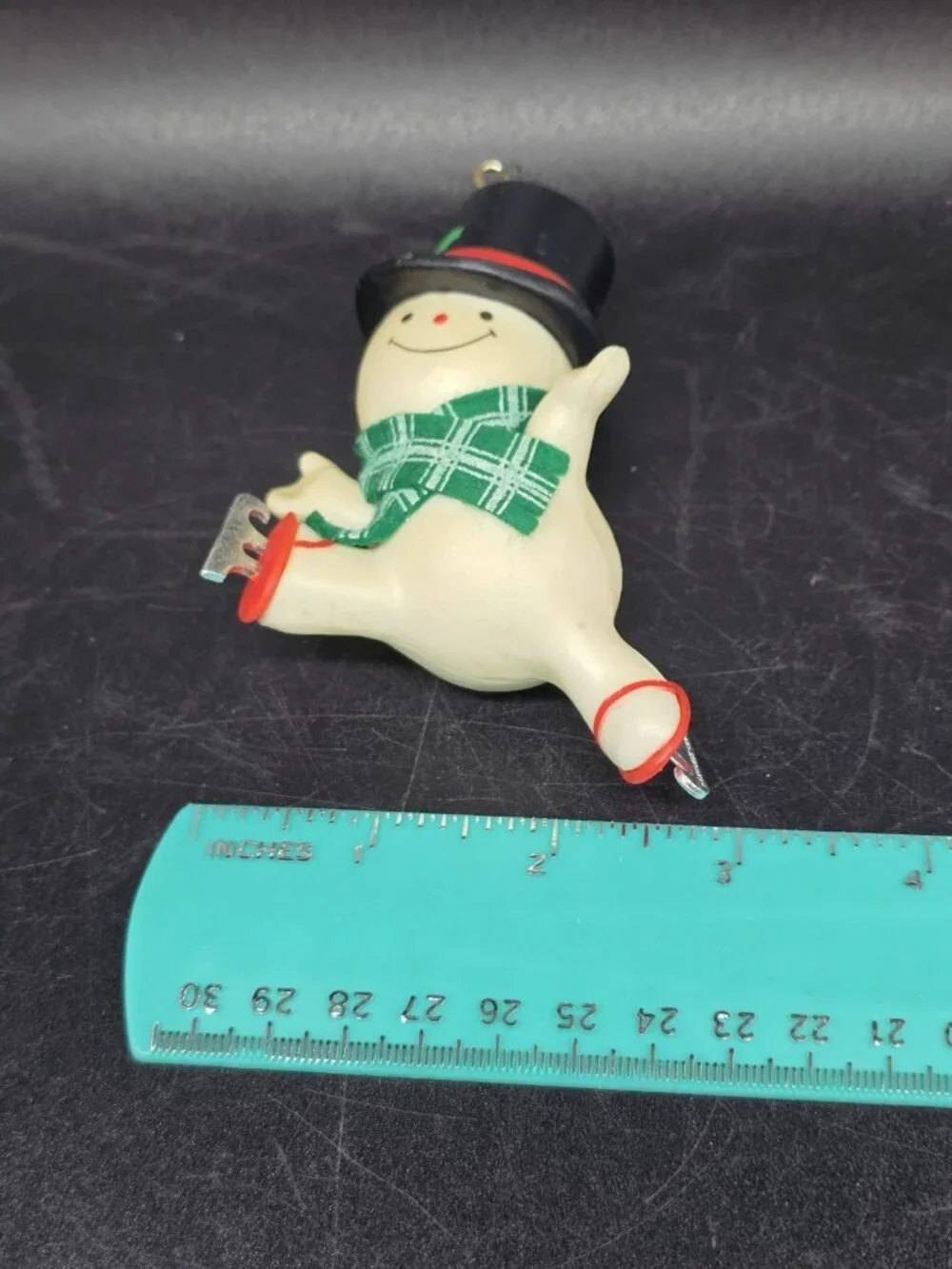 Vintage Skating Snowman Christmas Ornament Tree Trimmer Collection 1970s Kitschy